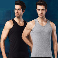 雪中飞 SNOWFLYING 2件装男士背心 纯棉背心男薄款汗衫修身弹力吸汗透气休闲运动无袖打底衫 黑色+浅灰 XL XHX18008-2 (黑色、XL、棉)