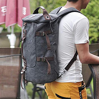 (超大容量) 双肩包男韩版 帆布英伦男士背包 潮学生运动双肩背包户外旅行背包 (灰色)