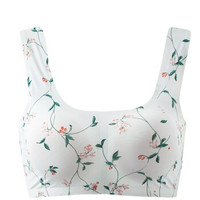 INMAN 茵曼 印花舒适背心式无钢圈睡眠文胸 9874430478 白色 L (白色、L、锦纶)