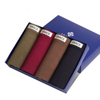 grace 洁丽雅 男士内裤 内裤男 兰精黏胶中腰素色平角裤四角裤 柔软舒适透气性好 四色混色4条盒装 J1025 混色 XXXL (混色、XXXL、平角裤、涤纶)