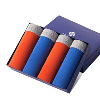 grace 洁丽雅 内裤男平角裤 两色4条装中腰简约纯色四角裤头腰头凹凸立体提花 J1011 混色 XXL (混色、XXL、平角裤、涤纶)