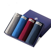 grace 洁丽雅 男士内裤男平角裤 纯棉素色中腰透气四条装四角裤 J1004 混色 XXL (灰色、XXL、平角裤、棉质)