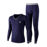 PLAYBOY 花花公子 男士保暖内衣套装 薄款 秋衣秋裤男 棉莫代尔中老年棉毛衫秋冬 D8809 紫色 XXL