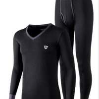 PLAYBOY 花花公子 男士保暖内衣套装 薄款 秋衣秋裤男 棉莫代尔中老年棉毛衫秋冬 D8809 黑色 L