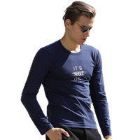 海之宁 秋衣秋裤青少年男学生棉毛衫印花薄款秋冬季保暖内衣男士打底衫棉毛裤套装 字母印花深蓝 180XXL 9107