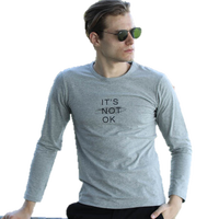 海之宁 秋衣秋裤青少年男学生棉毛衫印花薄款秋冬季保暖内衣男士打底衫棉毛裤套装 字母印花 灰色 175XL 9107