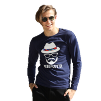 海之宁 秋衣秋裤青少年男学生棉毛衫印花薄款秋冬季保暖内衣男士打底衫棉毛裤套装 胡子老人 深蓝 185XXXL 9105