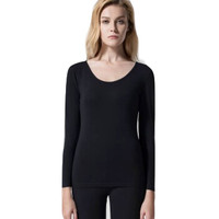 Mexican 稻草人 秋衣秋裤男士打底薄款莱卡棉毛衫女情侣保暖内衣套装 83801 黑色 L