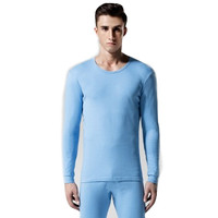 Mexican 稻草人 秋衣秋裤男士薄款纯棉全棉毛衫青年打底保暖内衣男套装 81948 灰蓝 XXXL