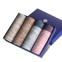 grace 洁丽雅 内裤男 时尚透气中腰明筋男士平角裤 混色4条礼盒装四角裤 J1014 混色 L (花色、L、平角裤、再生纤维)