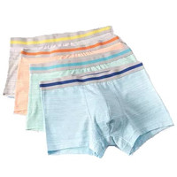 YUZHAOLIN 俞兆林 男士内裤 男平角裤棉质中腰四角裤头透气弹力U凸平角内裤 经典彩棉4条 L 蓝色