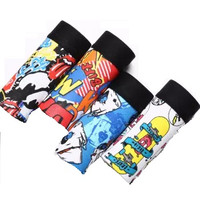 YUZHAOLIN 俞兆林 男士内裤男个性卡通潮平角裤学生男童韩版男生四角裤青年性感短裤 YZL410823 混色 组合2 XL