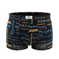 SEPTWOLVES 七匹狼 男士内裤 纯棉印花中腰四角裤头内裤 男 平角裤短裤 94662 礼盒装 4条装 混色 L