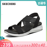 Skechers斯凯奇2019夏季新品一字带凉鞋 交叉镂空网布凉鞋女32495