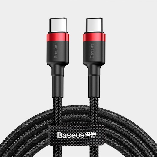 京东PLUS会员：BASEUS 倍思 Type-C数据线 PD2.0 60W快充 2米 灰黑 编织线