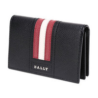 BALLY 巴利 男士黑色红白条纹皮质卡包卡夹 TYKE LT 10