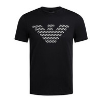 ARMANI 新款男士鹰标印花针织T恤衫 3G1T94-1J30Z BLACK-0999
