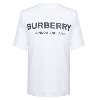 BURBERRY 博柏利 男士字母印花棉质白色短袖T恤衫 80094951  S