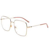GUCCI 古驰 女款近视眼镜架 透明镜片金色镜框 眼镜框 GG0445O 001 56mm