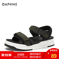 Daphne/达芙妮夏季织物魔术贴纯色中性休闲运动凉鞋女