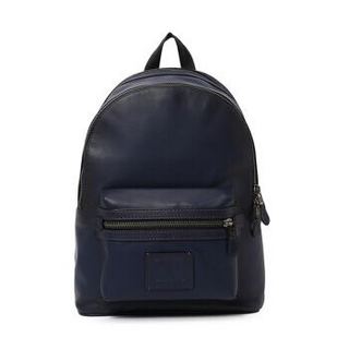 COACH 蔻驰 奢侈品 男士专柜款深蓝色皮质Academy双肩包 37842 JICAD