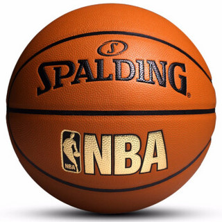 SPALDING 斯伯丁 正品PU篮球NBA室内室外比赛耐磨7号水泥地lanqiu蓝球 烫金NBA经典款  74-623Y (黄色、7号、烫金NBA经典款)