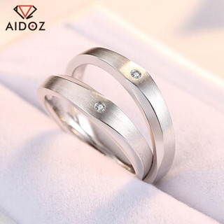 爱朵钻 Aidoz pt950铂金情侣钻石戒指 简约白金结婚求婚带钻戒子  AP7008W