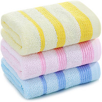 三利 3条装毛巾家纺 纯棉素缎毛巾 洗脸巾 32x70cm