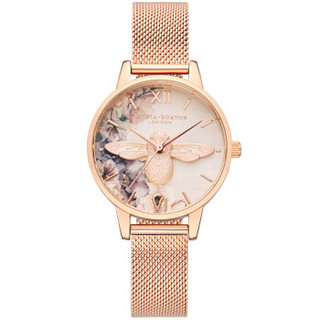 oliviaburton手表女士腕表ob水彩绘3D蜜蜂少女学生时尚女表OB16PP40