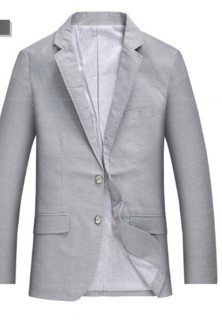 雅鹿 男休闲西服商务韩版修身上衣正装纯色二粒扣长袖外套 18591004