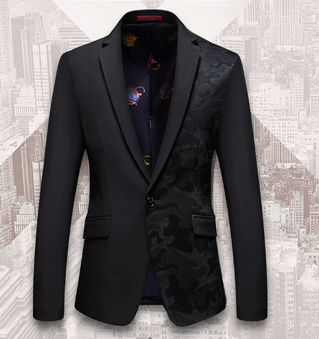 雅鹿 商务休闲印花潮流西装男青年个性韩系修身单西 YP-1804