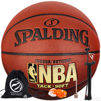 SPALDING 斯伯丁 NBA粘软防滑室内室外PU篮球  手感王道  74-607Y (橘红色、7号)