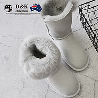 DK Sheepskin DK025秋冬新款羊皮毛一体雪地靴女中筒保暖女靴防滑加厚棉鞋中长款靴子