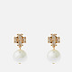  银联专享：TORY BURCH 汤丽柏琦 Crystal Pearl Logo 珍珠耳坠　