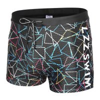 LZZ 绿洲 游泳裤男士平角沙滩裤防尴尬泡温泉时尚度假泳衣男加肥加大码大号宽松短裤学游泳套装装备 网孔透气速干 单泳裤(黑色) XL码 LZ192006 (M,L,XL,XXL,加大码、聚酯纤维、分体)