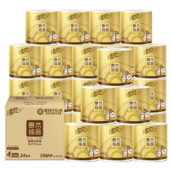 清风 原木金装 卷纸 4层*160g*24卷 *2件
