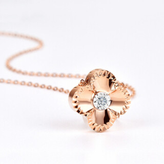 laolatu 劳拉图 品牌珠宝18k真金真钻四叶草项链女黄金彩金玫瑰金锁骨