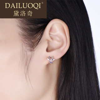 DAILUOQI 黛洛奇 dl-E0002A 925银月光石麋鹿森系耳钉女气质日韩国个性创意简圣诞耳饰七夕情人节礼物