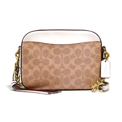 COACH 蔻驰 女士帆布涂层Logo相机包单肩斜挎包