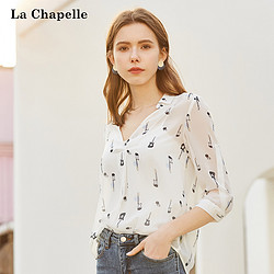 La Chapelle 拉夏贝尔 印花雪纺衬衫 *2件