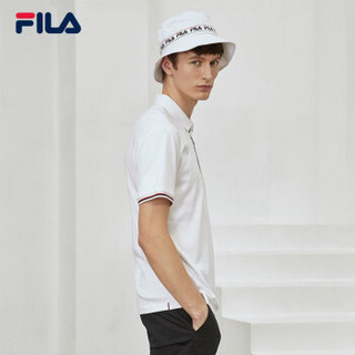 FILA 斐乐官方 男子短袖Polo衫 2019秋季新款男子翻领针织短袖衫 标准白-WT 175/96A/L