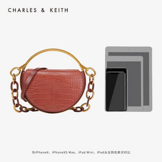 CHARLES＆KEITH2019秋新品CK2-70780913圆弧手柄饰女士手提单肩包 Burgundy葡萄酒红色 S