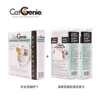 CatGenie 猫厕所专用耗材套餐 清香型清洗液2盒猫砂 白色 1盒