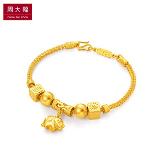 CHOW TAI FOOK 周大福 礼物 可爱小象 足金黄金手链  408 17.5cm 约19.15克  F205261