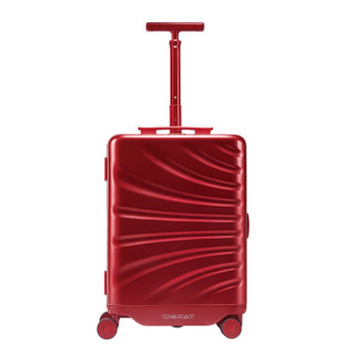 酷哇机器人COWAROBOT智能旅行箱拉杆箱自动跟随20寸行李箱无手环版电动代步会行走磨砂红 红色