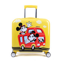Disney 迪士尼儿童拉杆箱女行李箱万向轮登机箱可爱卡通小孩旅行箱 公车米奇18英寸 黄色DSMQ-1803-0013182