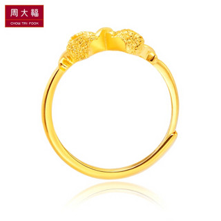 CHOW TAI FOOK 周大福 小版蝴蝶结 足金黄金戒指 足金 约3.50g   F1286