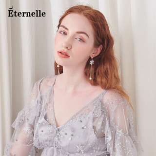 Eternelle e00358 纯银女长款流苏超仙耳坠耳饰 时尚雪花造型耳环生日礼物 铂金色