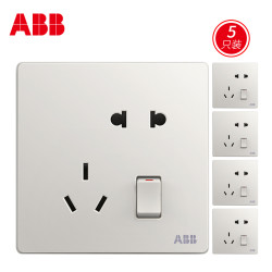 ABB 轩致 AF225 一开五孔带开关插座 5只装