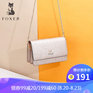 FOXER 金狐狸 包包女包链条2019夏季新款单肩斜跨琴包简约小方包手拿包 金色 JD9041160POP35F1O